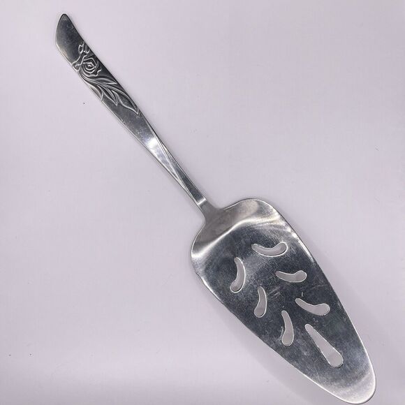 N.S.CO. National Stainless Steel CARLYLE Rose Cake Server Pie Silver Tone - Picture 2 of 9